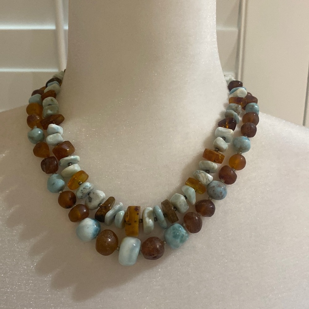 Genuine Turquoise and Amber necklace!